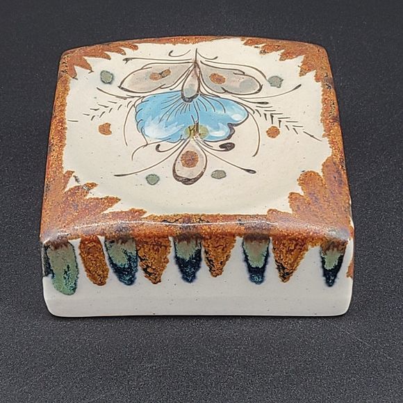 Ken Edwards Tonala Mexico Pottery Square Pillar Candleholder Set of 2 - Picture 5 of 6